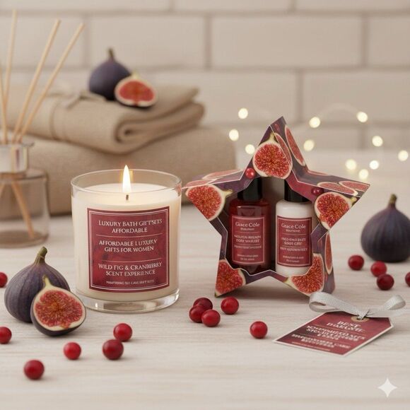 Grace & Cole Wild Fig & Cranberry Indulgence Minis -Little Luxuries Gift Set - Picture 5 of 9